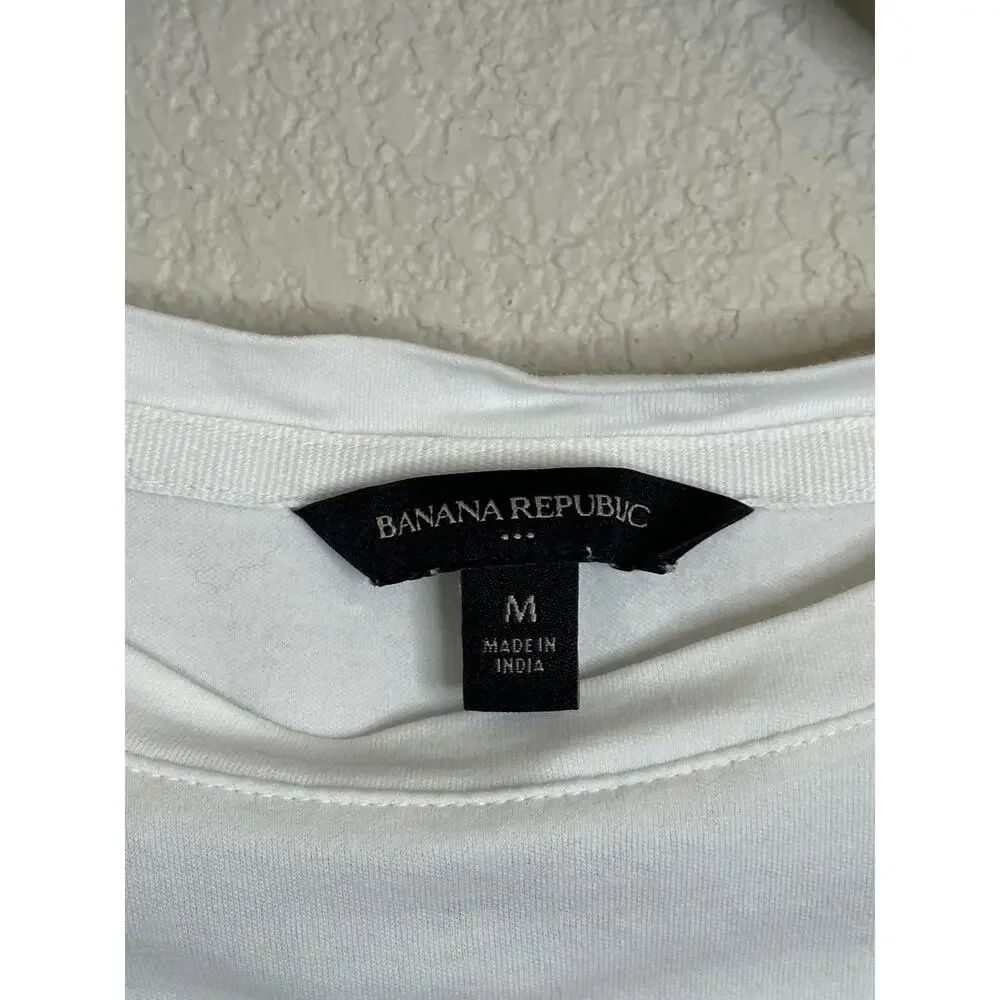 Banana Republic Mens White T-Shirt 100 Cotton Crew Neck Short Sleeve Basic M